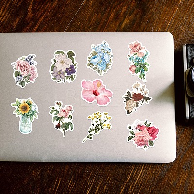 50Pcs Cartoon Flower Paper Sticker Label Set X-DIY-G066-05-1