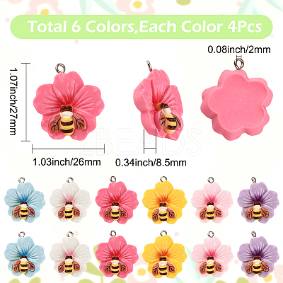 24Pcs 6 Colors Opaque Resin Pendants RESI-SC0006-46-1