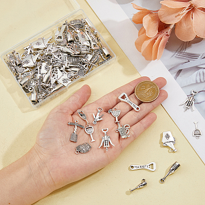 120Pcs 12 Styles Tibetan Style Alloy Pendants FIND-DC0004-22-1