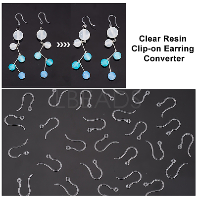 100Pcs Transparent Resin Earring Hooks RESI-AR0001-26-1