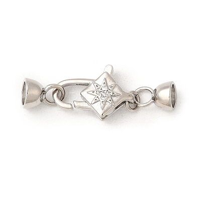 Brass Micro Pave Clear Cubic Zirconia Lobster Claw Clasps KK-U059-53P-1