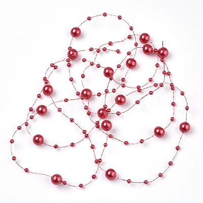 ABS Plastic Imitation Pearl Beaded Trim Garland Strand SACR-T354-01A-1