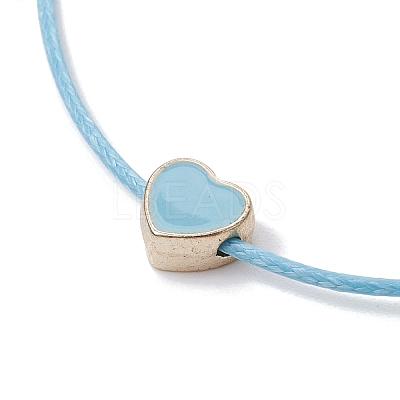 Alloy Enamel Heart Braided Bead Bracelet BJEW-JB09737-06-1