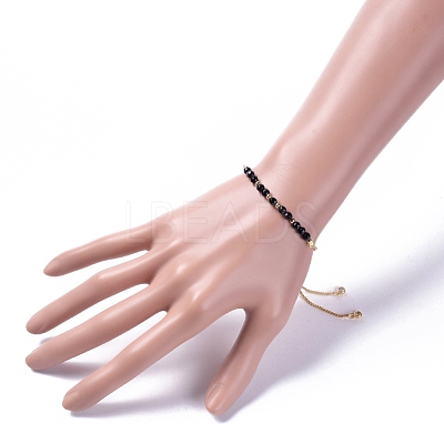 Adjustable Natural Dyed & Heated Black Agate Slider Bracelets BJEW-JB04929-01-1