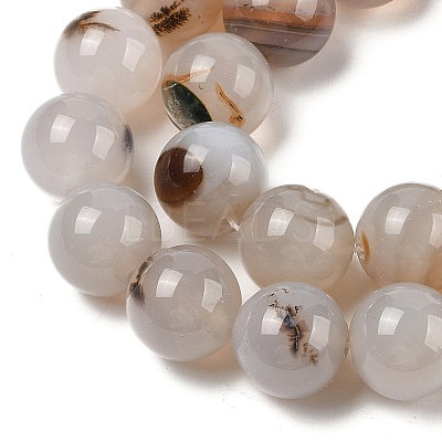 Natural Dendritic Agate Beads Strands G-A248-A07-07-1