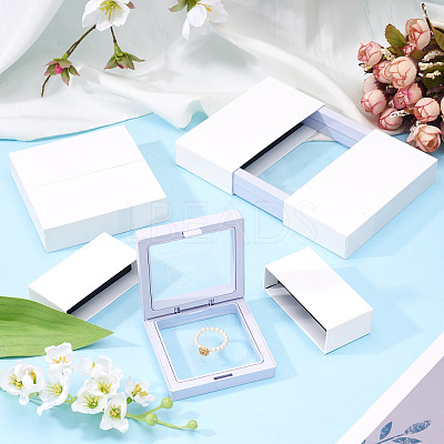 3 Bags 3 Styles Square Transparent PE Thin Film Suspension Jewelry Display Box CON-TA0001-38G-1