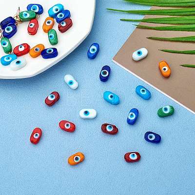40Pcs 8 Colors Normal Lampwork Beads LAMP-SZ0001-24-1