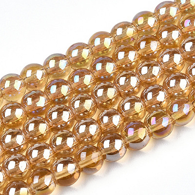 Electroplate Transparent Glass Beads Strands GLAA-T032-T4mm-AB08-1