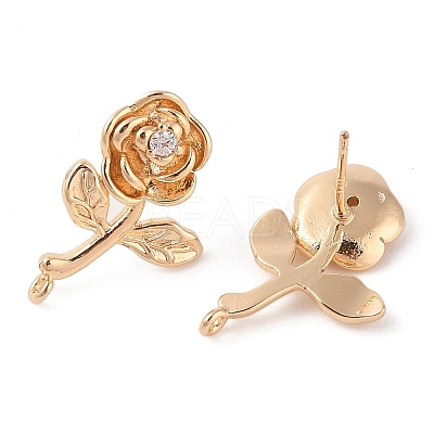 Brass Micro Pave Cubic Zirconia Studs Earrings Finding KK-N256-11G-1