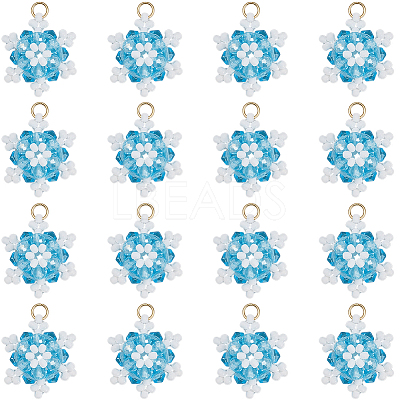 20Pcs Glass Seed Beaded Snowflake Pendants FIND-SC0020-41-1