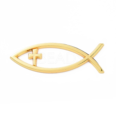 (Defective Closeout Sale: Scratched)Waterproof 3D Jesus Fish with Cross ABS Plastic Self Adhesive Stickers AJEW-XCP0002-04-1