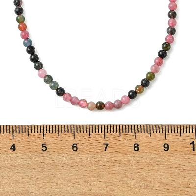 3MM Natural Multicolor Tourmaline Round Beaded Necklaces for Women NJEW-JN06342-1