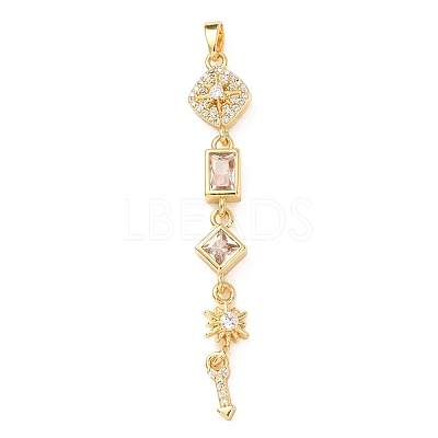 Tassel Brass Micro Pave Clear Cubic Zirconia Big Pendants KK-L271-01G-12-1