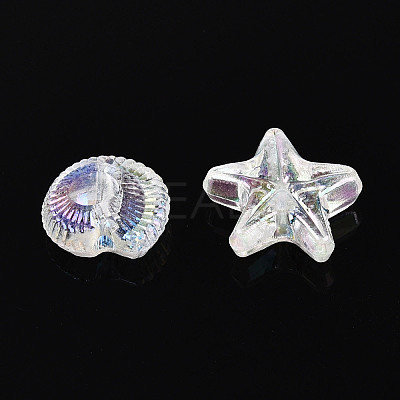 Ocean Theme AB Color Plated Transparent Acrylic Beads TACR-T028-69D-1
