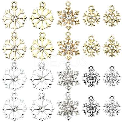 20Pcs 10 Styles Alloy Pave Clear Cubic Zirconia Pendants FIND-FS0005-18-1