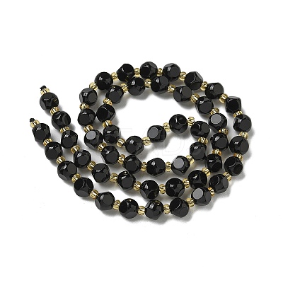 Natural Black Onyx(Dyed & Heated) Beads Strands G-K387-A03-01-1