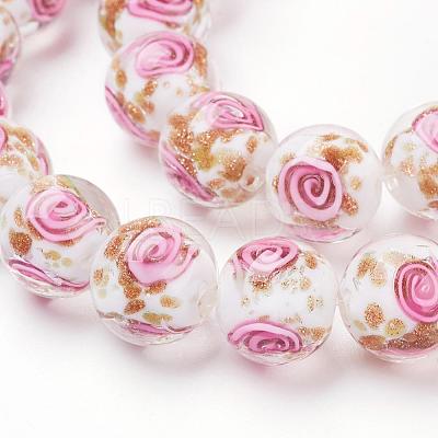 Handmade Gold Sand Lampwork Beads Strands LAMP-L072-G08-1