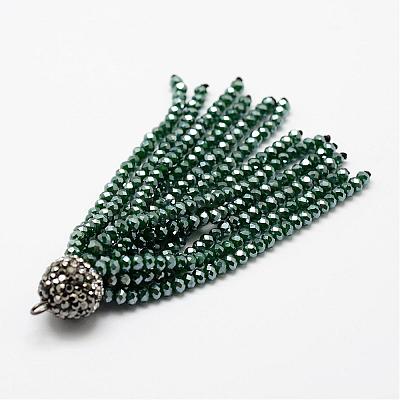 Electroplate Glass Bead Tassel Big Pendants EGLA-P023-1