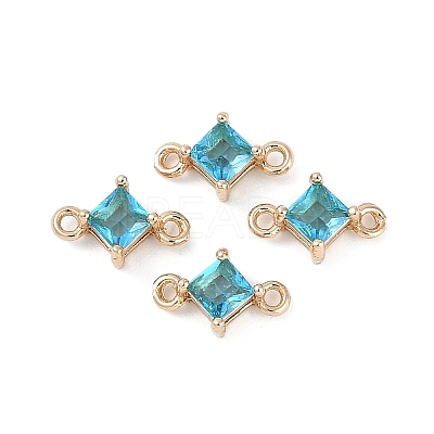 Brass Pave Glass Rhombus Links Connector Charms GLAA-Q088-001C-1