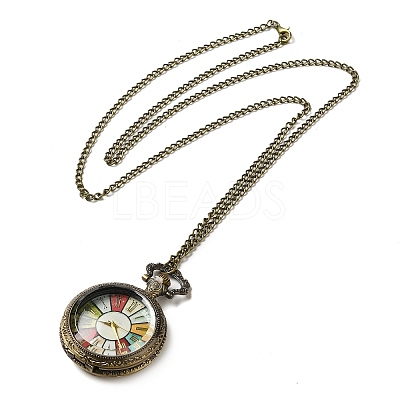 Alloy Glass Pendant Pocket Necklace WACH-S002-02AB-1