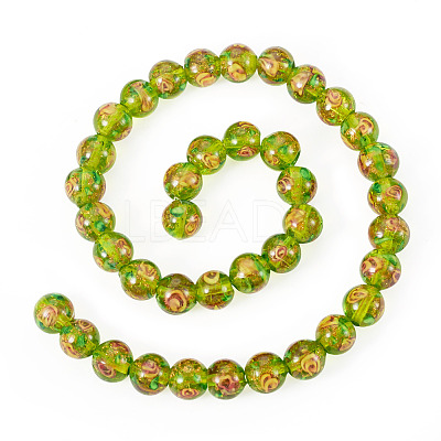 1 Strand Handmade Glod Sand Lampwork Beads Strands LAMP-TA0002-09E-1