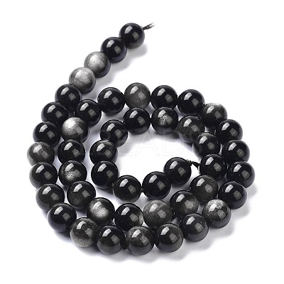 Natural Silver Obsidian Beads Strands X-G-D083-01B-1