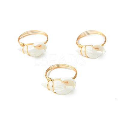 Natural Spiral Shell Finger Rings RJEW-TA00167-1