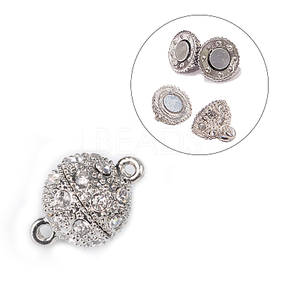 Alloy Rhinestone Magnetic Clasps with Loops BSAHH052-1