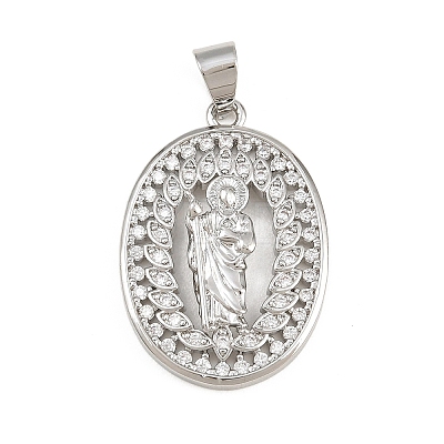 Religion Brass Micro Pave Clear Cubic Zirconia Pendants CU-CBAD306-21P-1