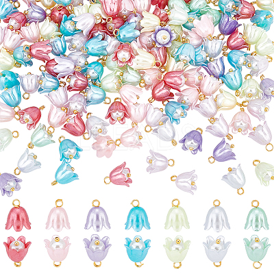 150Pcs Spray Paint ABS Plastic Imitation Pearl Charms FIND-GA0002-72-1
