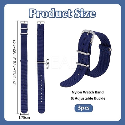 3Pcs Nylon Watch Bands AJEW-OC0015-63D-1