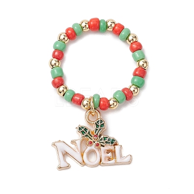 Christmas Theme Glass Seed Beads Stretch Ring Sets RJEW-TA00163-1