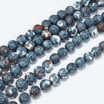 Synthetic Ocean White Jade Round Bead Strands G-M165-8mm-15-1