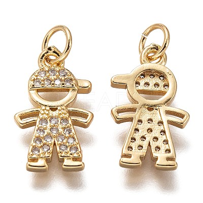 Brass Micro Pave Clear Cubic Zirconia Pendants ZIRC-C020-36G-1