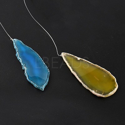Chakra Natural Dyed Agate Piece Hanging Ornament HJEW-R126-01A-1