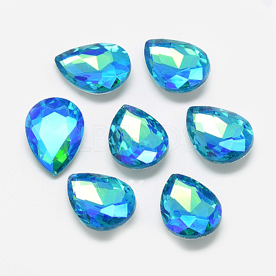 Pointed Back Glass Rhinestone Cabochons RGLA-T017-10x14mm-05-1