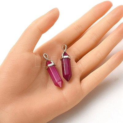 2Pcs Natural Agate Dyed Double Terminated Pointed Pendants G-YW0002-05E-1