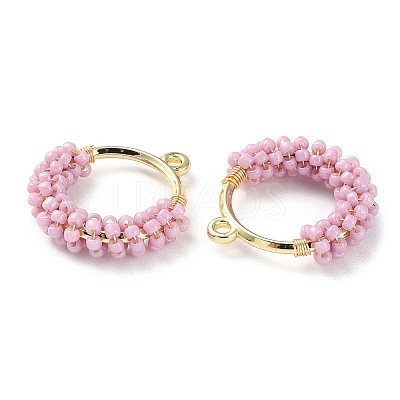 Brass Ring with Seed Beaded Pendants GLAA-K060-06G-02-1