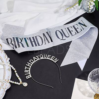 1Pc Birthday Queen Party Theme Alloy Rhinestone Hair Bands for Women AJEW-HY0002-47-1
