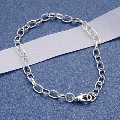 Iron Cable Chain Bracelet Making with Lobster Claw Clasps X-IFIN-H031-S-1