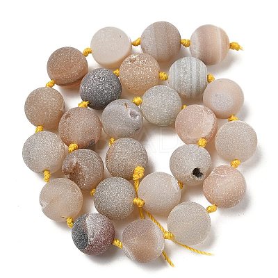 Natural Geode/Druzy Agate Beads Strands G-A248-A05-01-1