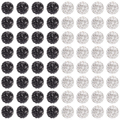 100Pcs 2 Colors Pave Disco Ball Beads RB-TA0001-28-1