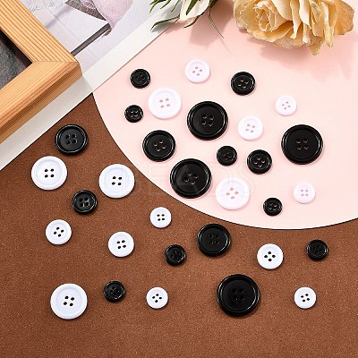 100Pcs 10 Styles Resin Buttons RESI-YW0003-14-1