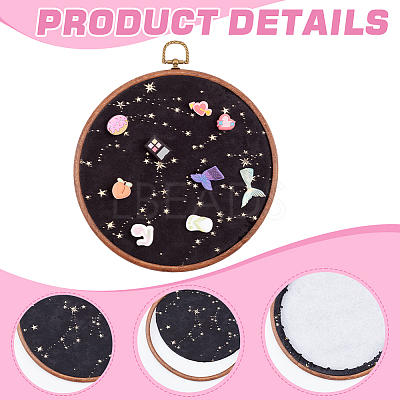 Flat Round Polyester & Acrylic Wall Mounted Brooch Organizer Display Boards AJEW-WH20006-30A-1