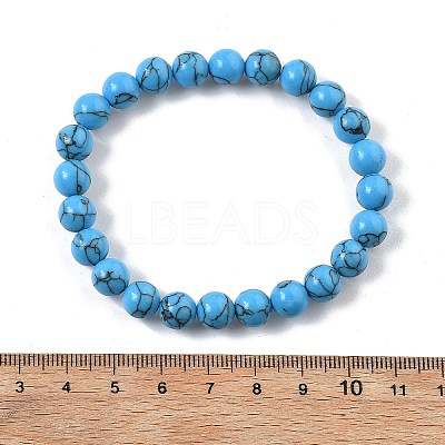 Synthetic Turquoise Jasper Bead Stretch Bracelets X-BJEW-K212-B-022-1