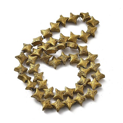 Electroplated Natural Lava Rock Beads Strands G-A251-C01-01G-1
