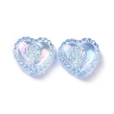 UV Plating Rainbow Iridescent Acrylic Beads X-OACR-P016-02-1