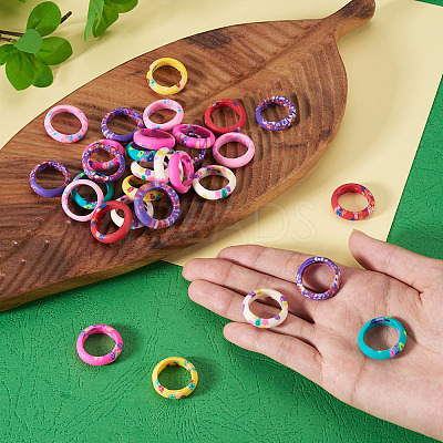 30Pcs Handmade Polymer Clay Finger Rings RJEW-TA0001-11A-1