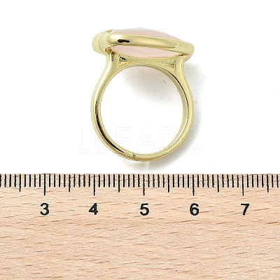 Heart Brass Natural Rose Quartz Finger Rings RJEW-D304-01G-B-1