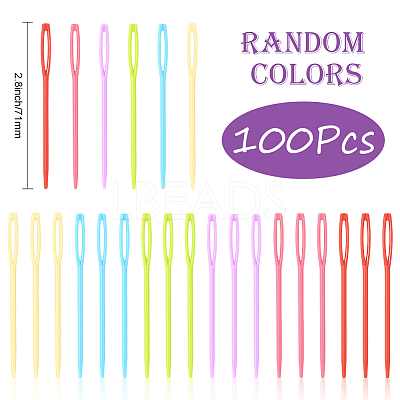100Pcs Child Plastic Knit Needles Sewing Knitting Cross Stitch TOOL-SP0001-10-1